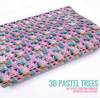 3D Pastel Trees - Custom Printed Smooth Faux Leather