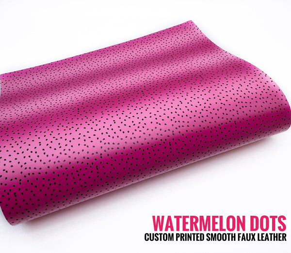 Watermelon Dots - Custom Printed Smooth Faux Leather