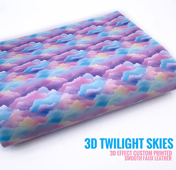 3D Twilight Skies - Custom Printed Smooth Faux Leather