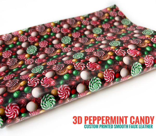 3D Peppermint Candy - Custom Printed Smooth Faux Leather