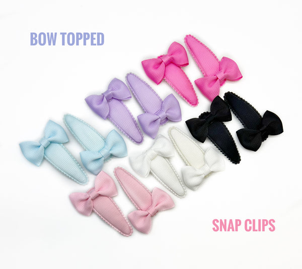 Bow Topped Snap Clips - 2pcs