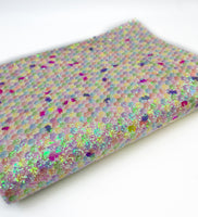 Pastel Honeycomb with Unicorn Confetti - Luxe Felt Backed Chunky Glitter