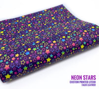 Neon Stars - Printed Litchi Leather