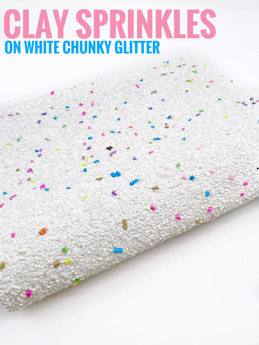 Chunky Glitter - Snowflake confetti on white