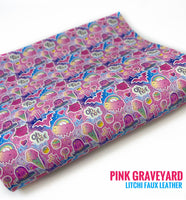 Pink Graveyard -  Printed Litchi Faux Leather